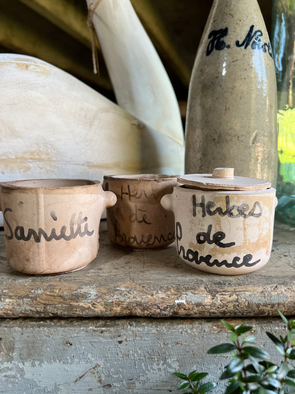 Antique Herb Stoneware Crocks