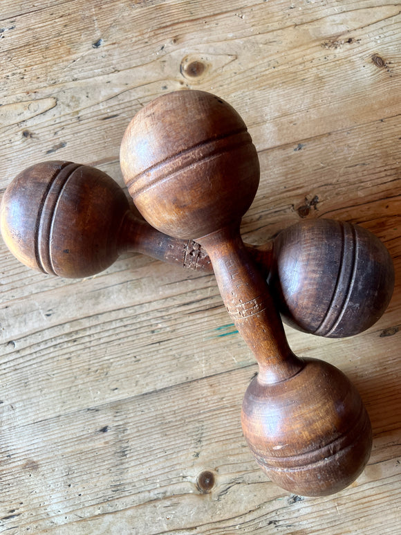 Vintage Wood Dumbells